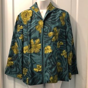 MXI silk jacket turquoise and green 3/4 sleeves